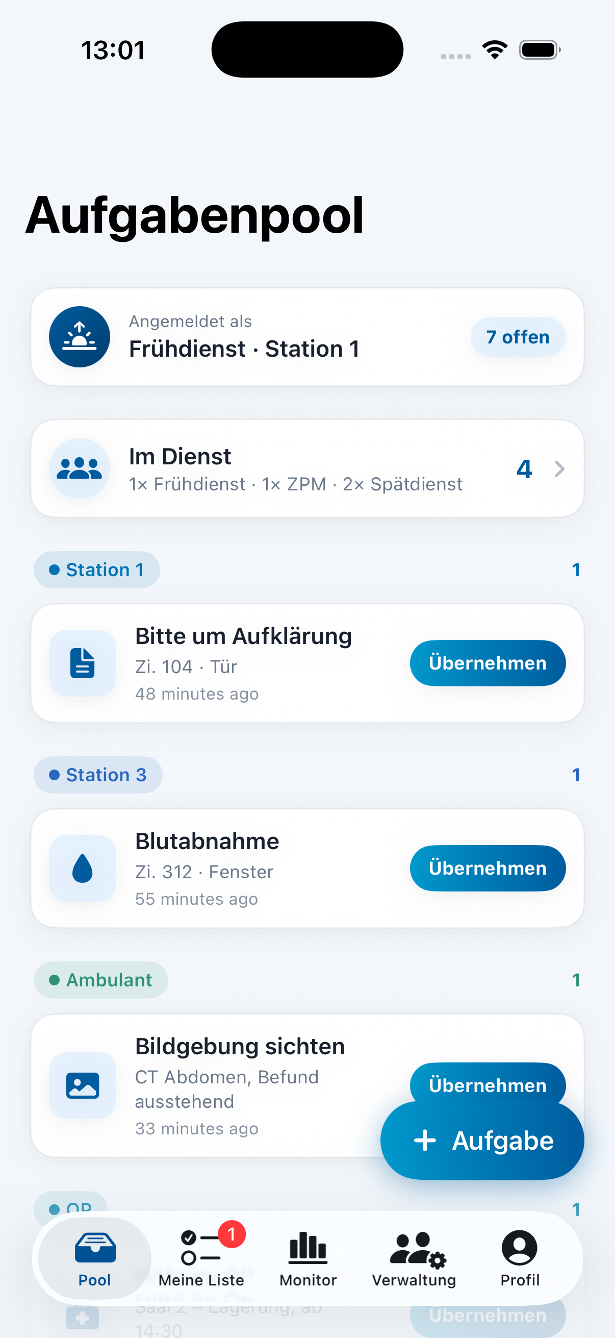 Workshare-App – Aufgabenpool