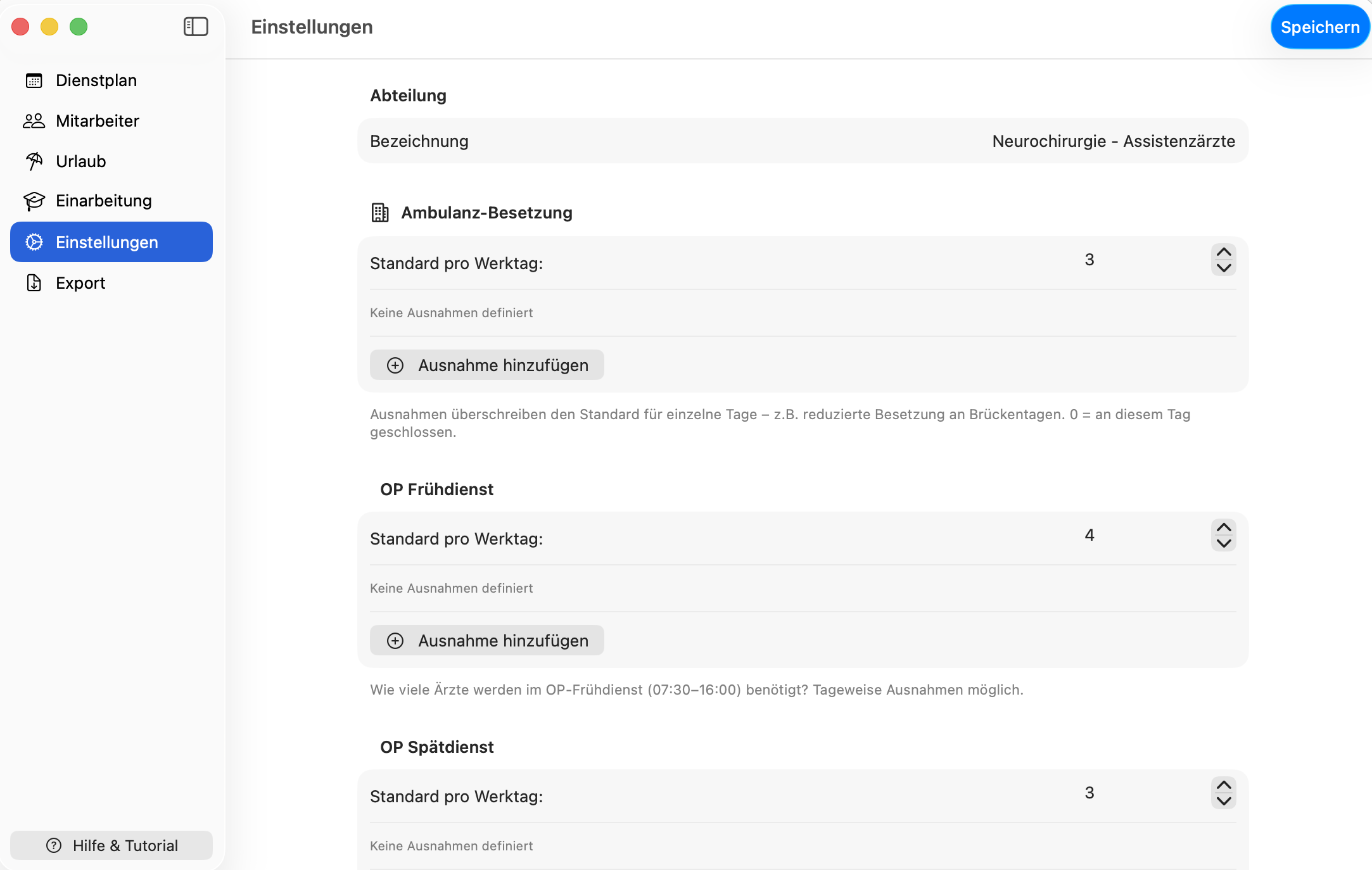 Dienstplan-App – Dienstplan-Übersicht
